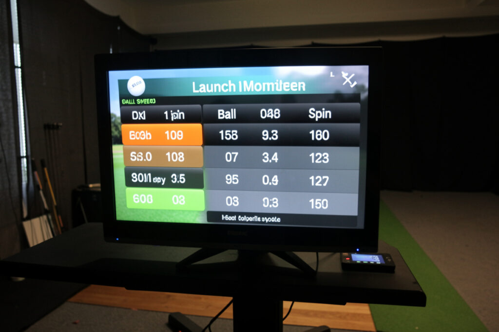 Reading budget golf launch monitor data as a cloud of shots on a home sim screen