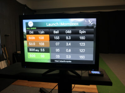 Reading budget golf launch monitor data as a cloud of shots on a home sim screen