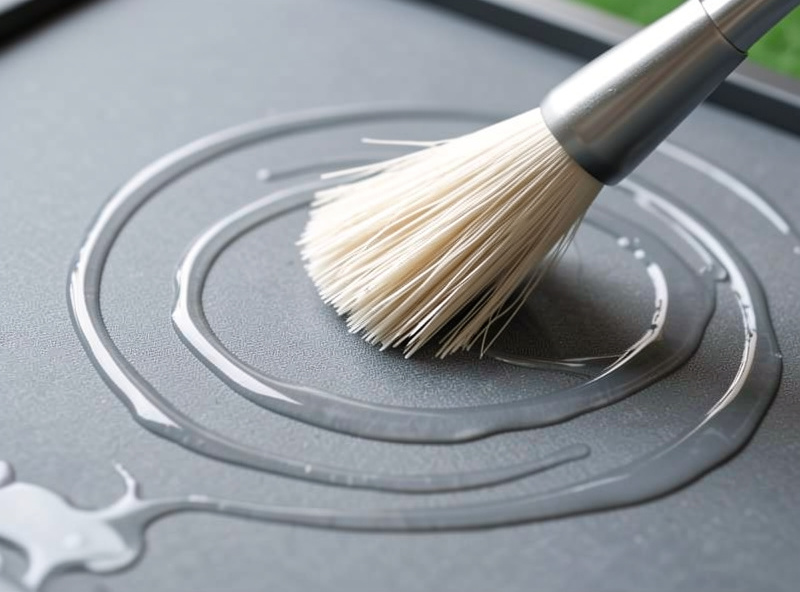Cleaning a golf impact screen in place with a soft brush and cool water