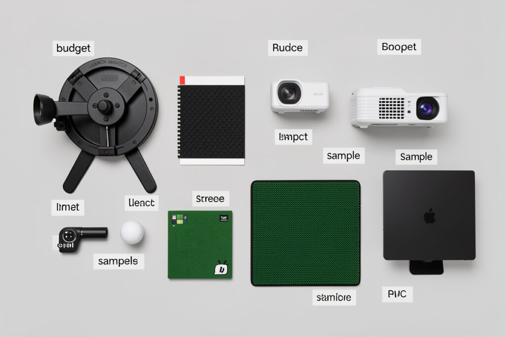 Golf simulator components arranged by budget share