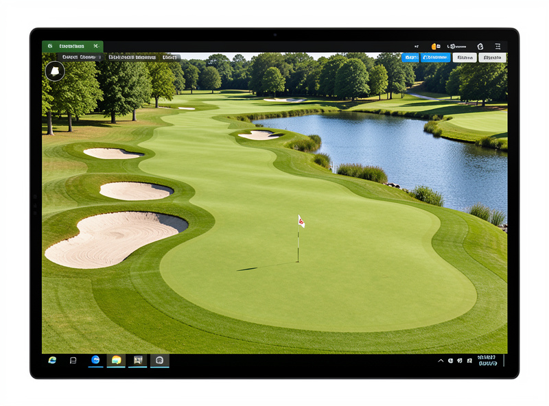 Officially licensed golf course rendered in detail on a simulator impact screen