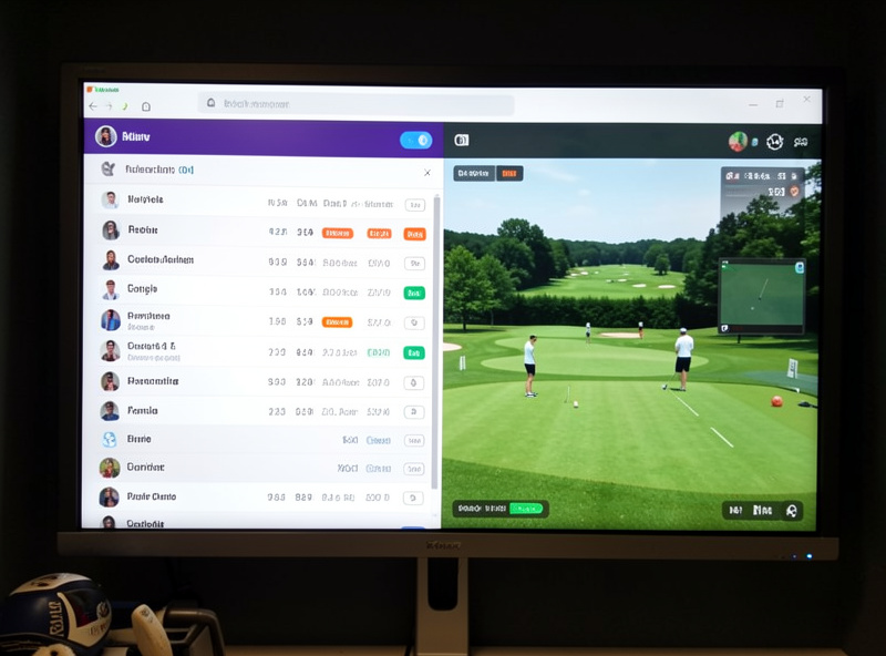 Golf simulator online multiplayer lobby screen showing several players ready to play a round