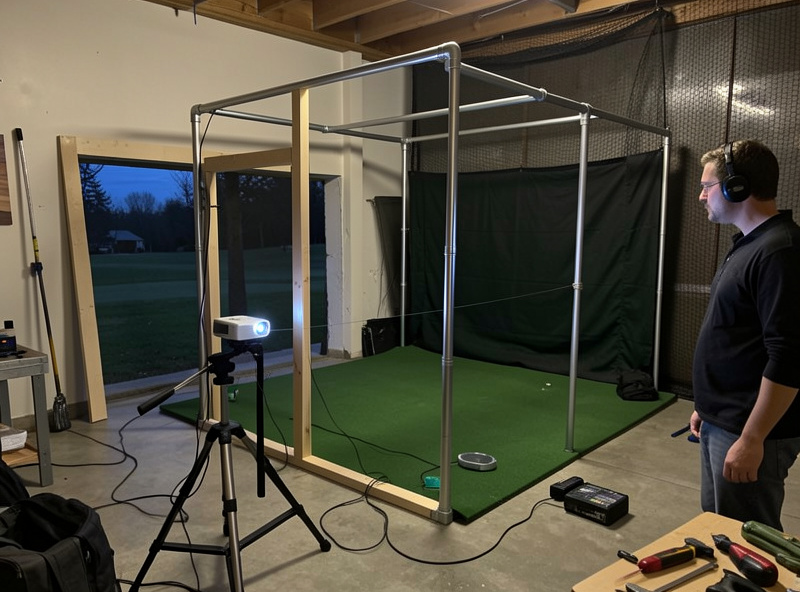 Aligning a short-throw projector to a DIY framed golf simulator enclosure